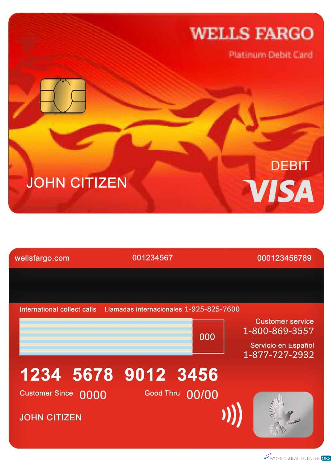 Download USA Wells Fargo bank visa debit card version 2 Photoshop template